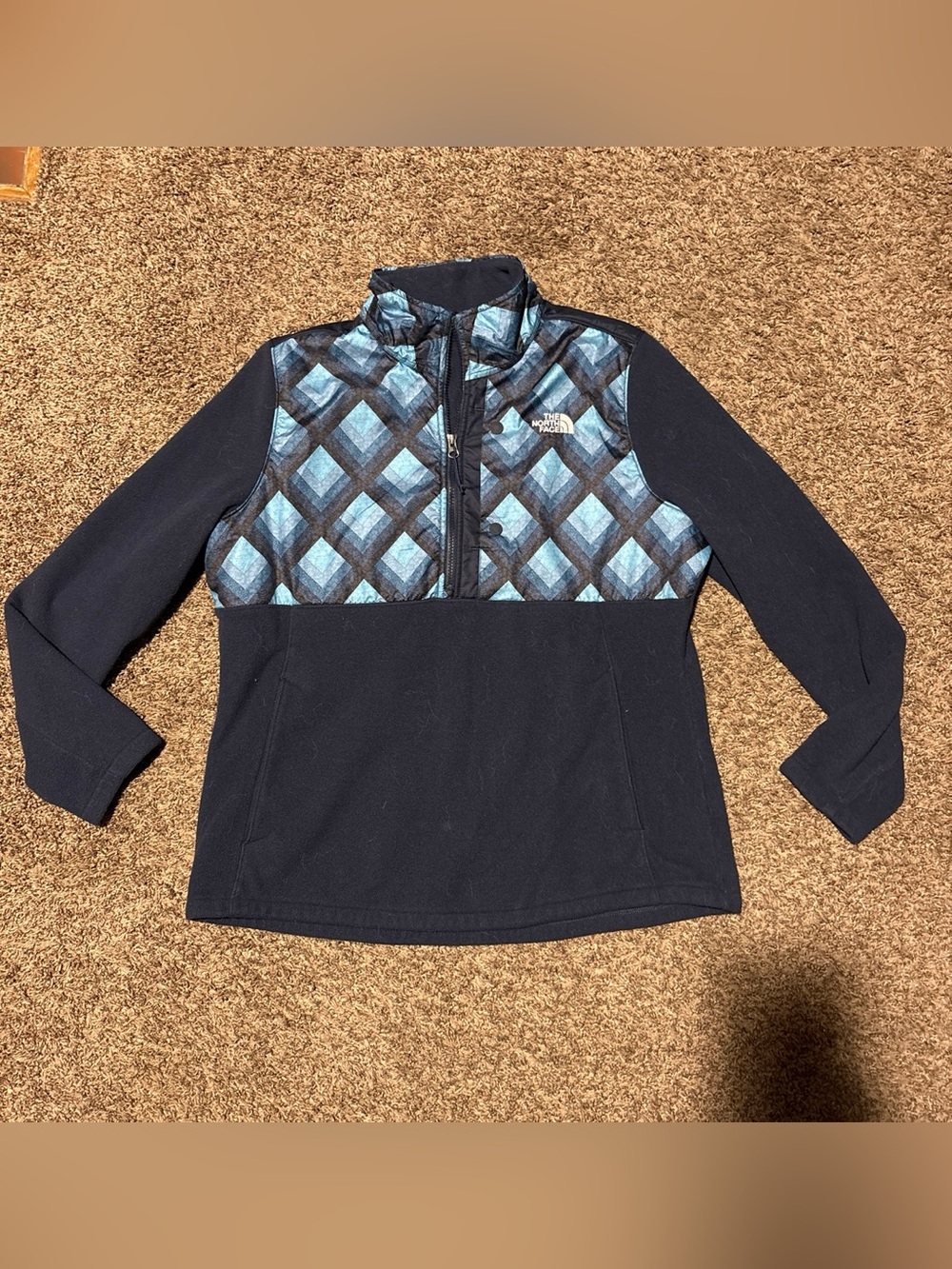 The North Face Navy Blue Quarter-Zip Pullover with Blue Diamond Chest